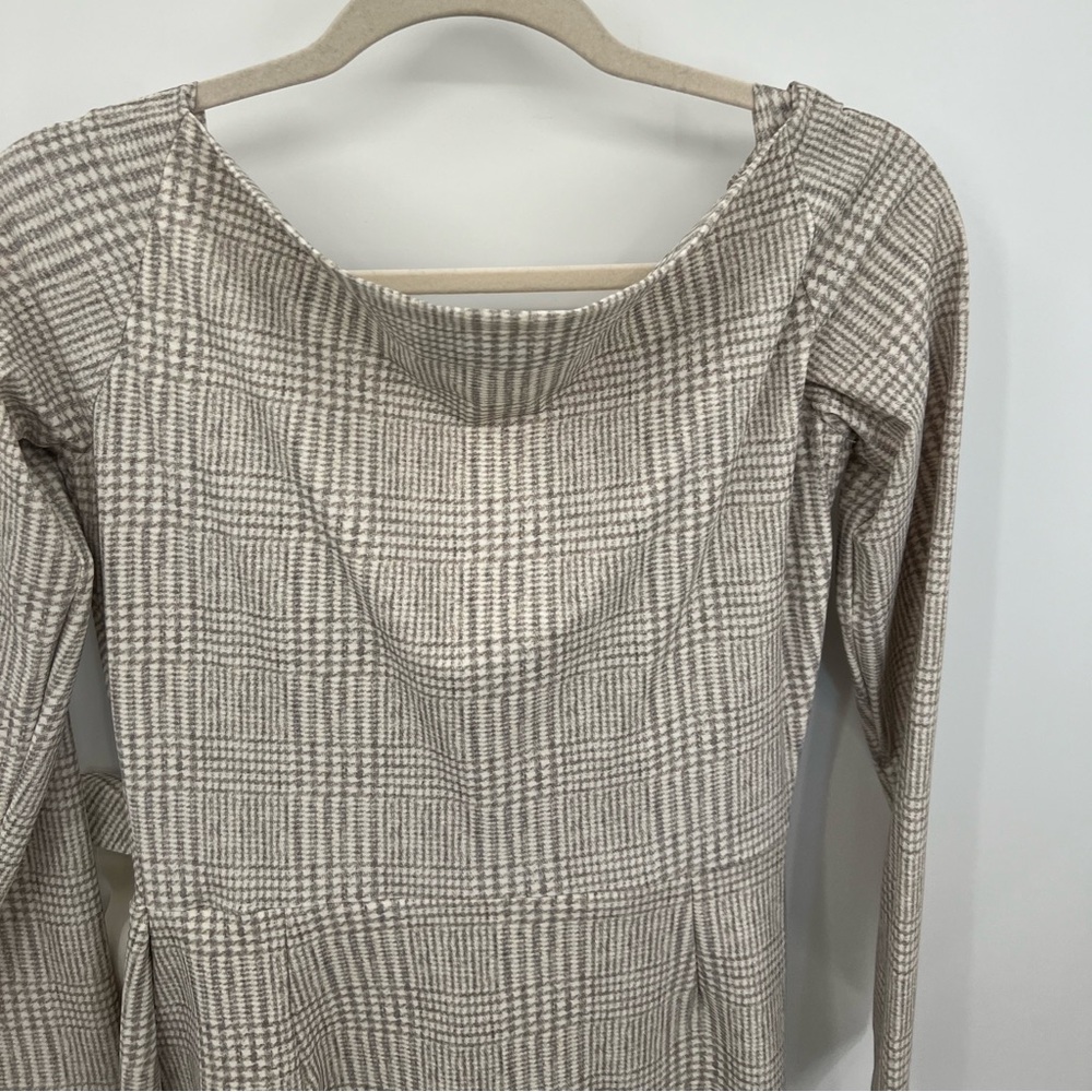 Chiara Boni Checkered Midi Dress in Beige and Gray - Picture 2 of 11